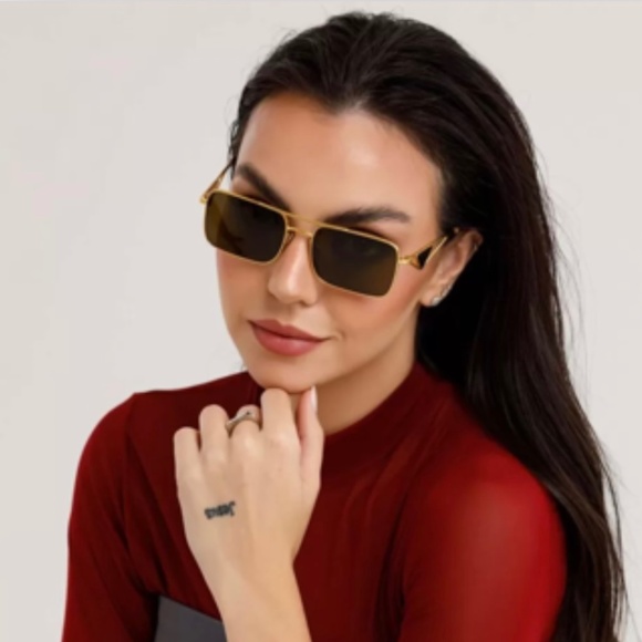 NEW SPR A52 15N01T PRADA SQUARE PR A52S 15N01T GOLD PRA52S UNISEX SUNGLASSES - Picture 2 of 11